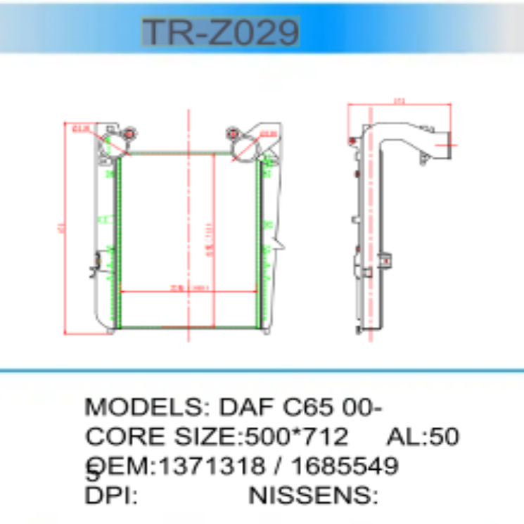 OEM 1371318 Intercooler CF65